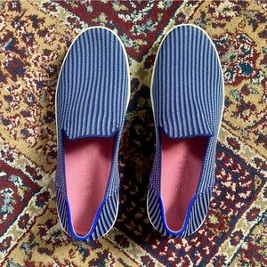 Rothy's Navy and White Striped Sneakers